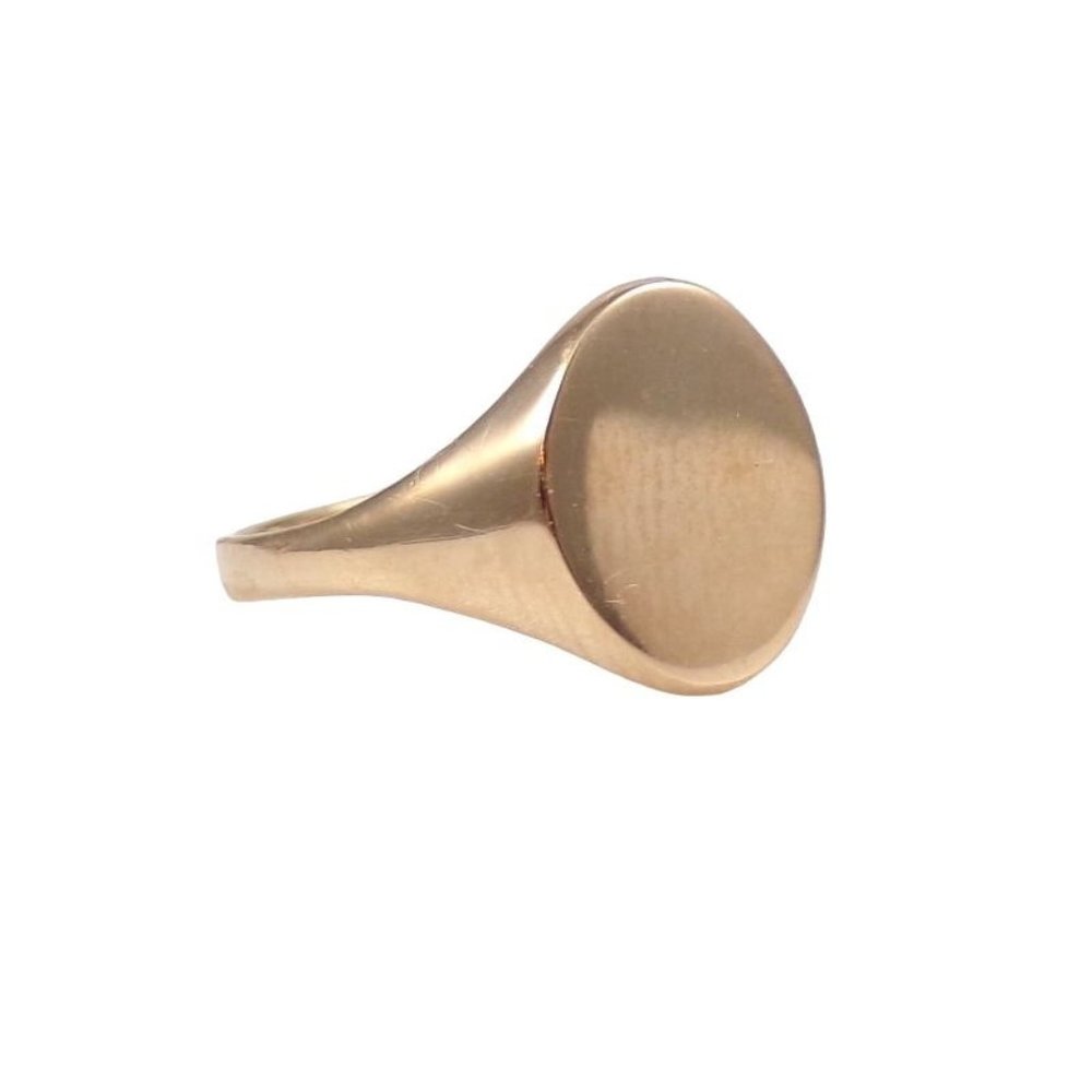 Solid 10K Yellow Gold Oval Signet Ring Size 4.75